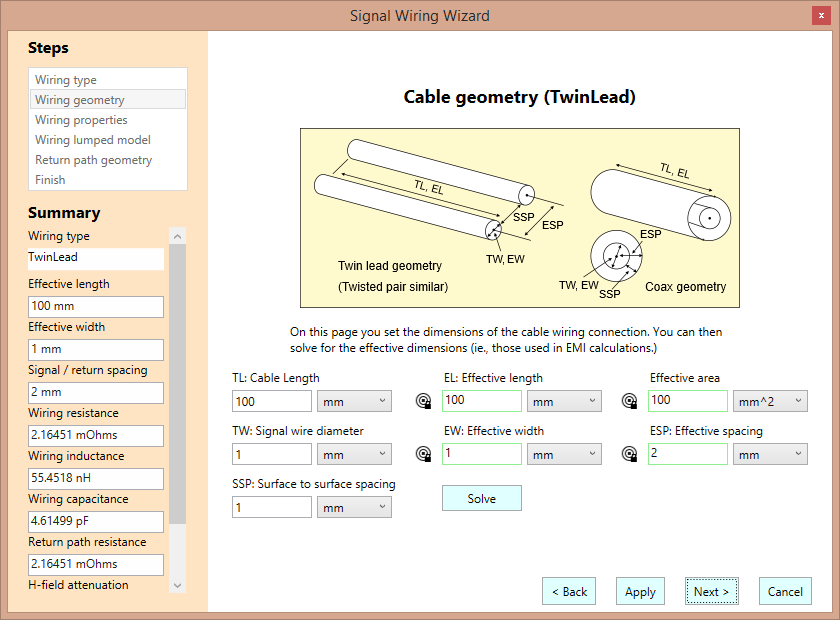 Cable Geometry Wizard Page